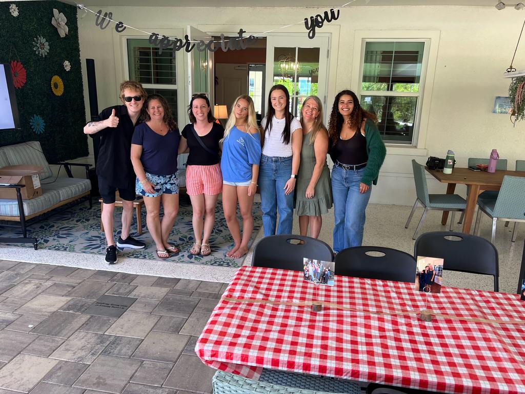 Group of volunteers and staff posing together at Valerie’s House Fort Myers Volunteer Appreciation Day