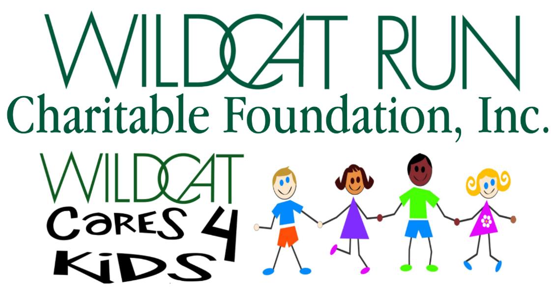 Wildcat Run Charitable Foundation logo with Wildcat Cares 4 Kids branding.