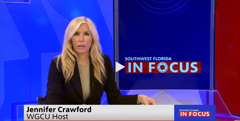 WGCU host Jennifer Crawford on the set of Southwest Florida In Focus